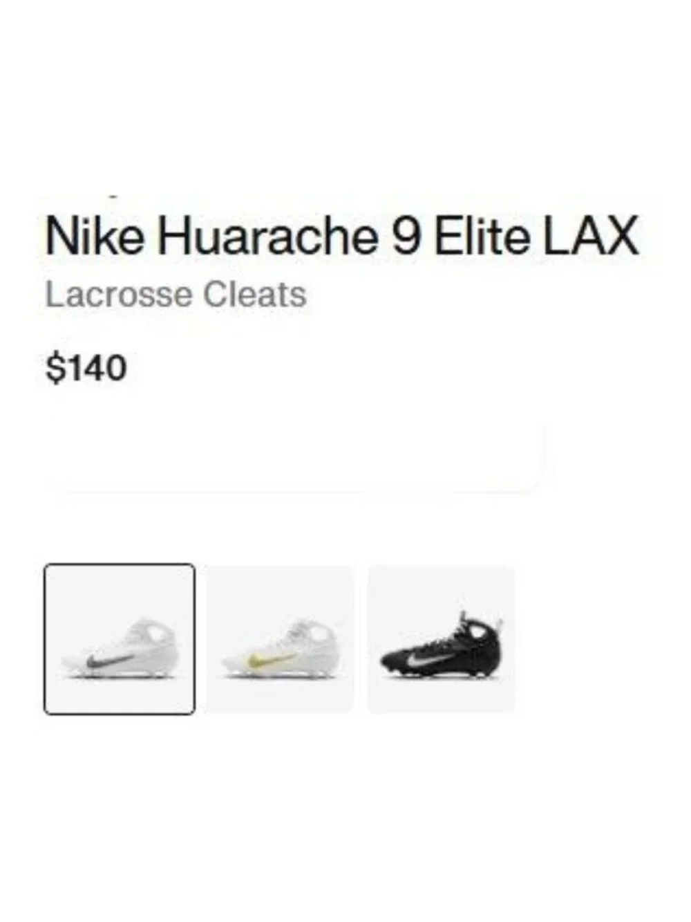 Nike Huarache 9 Elite LAX Lacrosse Cleats Shoes FD0088-101 Men's Size 7 NEW Tags
